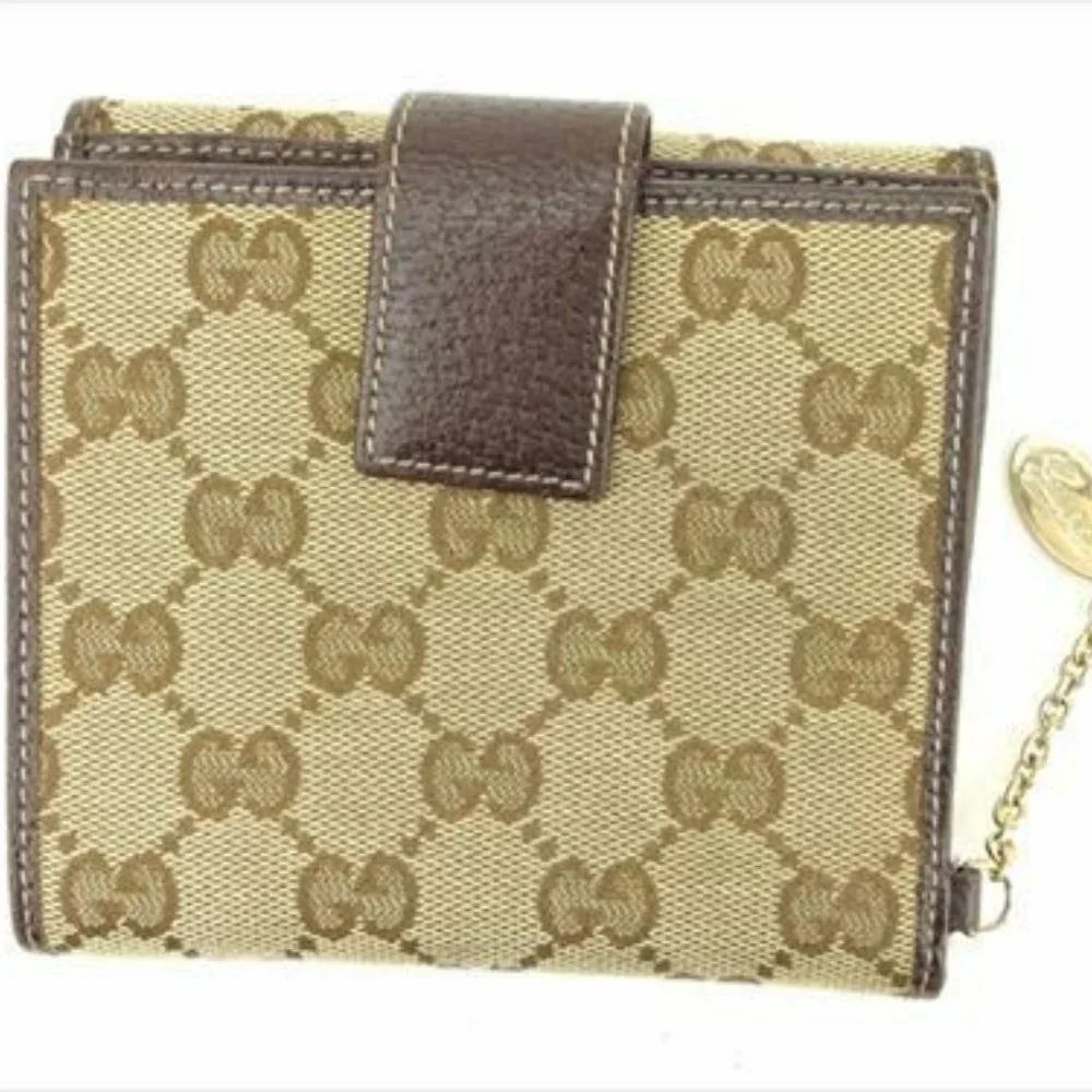 Gucci Wallet Purse GG Beige Brown Canvas Leather Woman Authentic Used T8674 - Picture 5 of 8